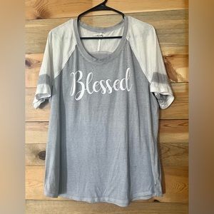 Maurices Blessed baseball Tee Gray and white XXL